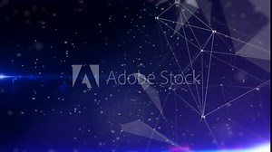 Light Blue Abstract Technology Digital Polygon Geometric Shape Communication Network Structure Concept. Data Line Connection With Number Flowing 4K Motion Loop Background.