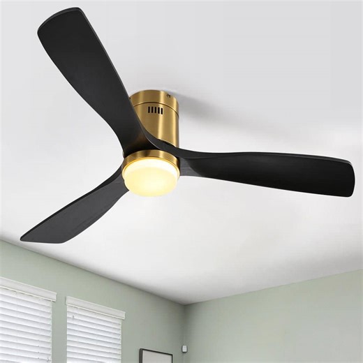 Reviews for Sofucor 52 in. Standard LED Indoor/Outdoor Solid Wood Flush Mount Glod Ceiling Fan with Light Kits, Remote and APP Control | Pg 1 - The Home Depot