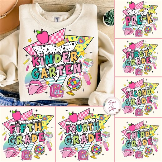 Retro Back to School Png Bundle, First Day of School Png, Retro Kindergarten Png, School Png, First/second/third Grade Designs, Teacher PNG - Etsy