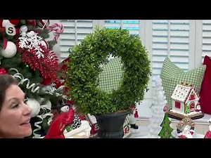 21" Boxwood Wreath in Urn with Ribbon by Valerie on QVC