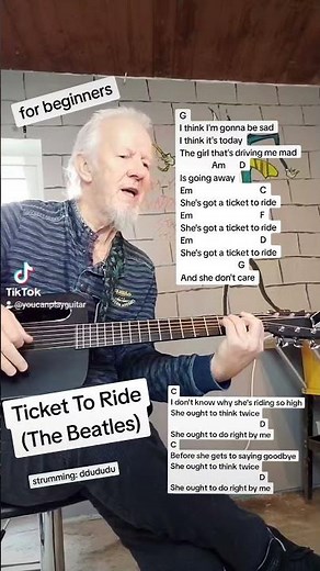 Ticket To Ride (The Beatles) for acoustic guitar beginners
