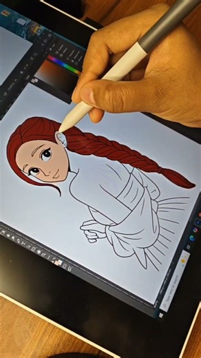 Cute girl colorful art by digital display tablet drawing #shorts #art #drawing