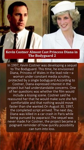 Kevin Costner Nearly Cast Princess Diana in The Bodyguard 2