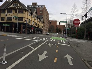 Washington's new “Safety Stop” law allows people biking to treat stops signs as yield signs w/ exceptions.