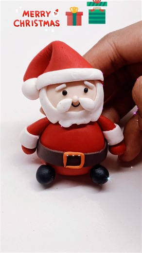 Making Cute Santa with Clay 🎅🎄 #clayart #christmas #shorts