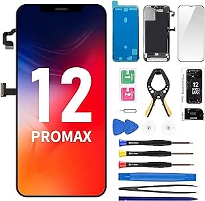 for iPhone 12 Pro Max Screen Replacement with Front Speaker Proximity Sensor LCD 6.7" Display Digitizer 3D Touch Full Assembly Front 12 Promax Glass Repair Kit Fix Tool A2342 A2410 A2411 A2412