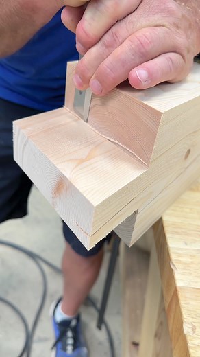 Quick chisel sharpen and then some short work to get the tenon corners nice and clean #woodworking #maker #tools #chisel