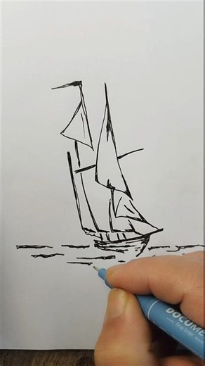 Fineliner Boat Sketching