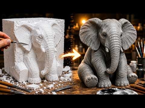 I Made a Realistic Elephant Sculpture from Foam 🐘 | Full Step-by-Step Process