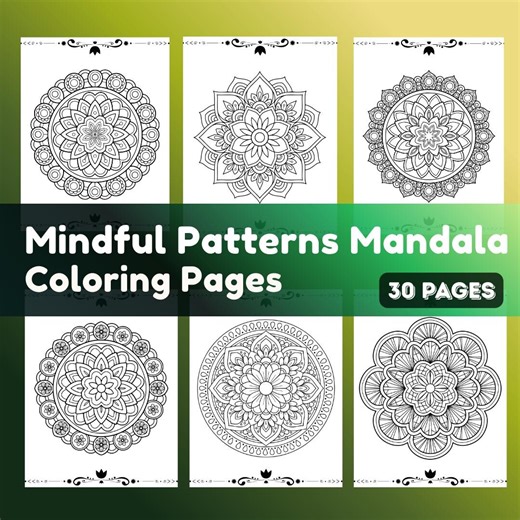 Mindful Patterns Mandala Coloring Book, 30 Printable Pages for Relaxation PDF - Etsy