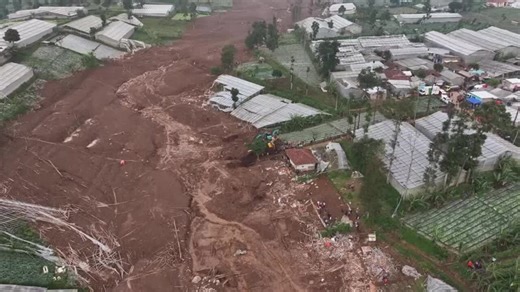 Drone footage shows aftermath of landslide in Indonesia’s West Java