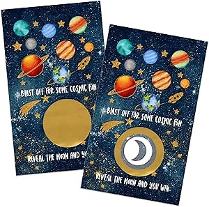 Space-Themed Baby Shower Scratch-Off Game Cards for Boys - 30 Cosmic Adventure Prize Reveal Activities