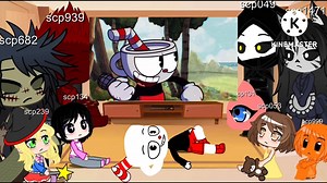 SCP characters React To Indie Cross MOD Part 1 (Week 1 Cuphead)