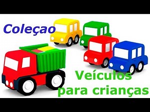 4 carros coloridos. Veículos para crianças! Coleçao