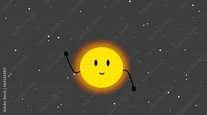 Motion graphics and cartoon animation of the sun perfect for science and astronomy