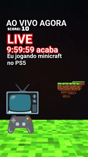 eu jogando minicraft no PS5 ao vivo agora! #memes #live #minecraft #ps5 #aovivo