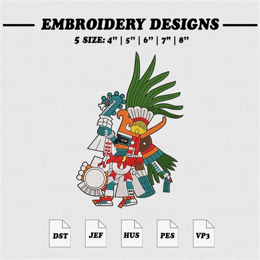 Aztec Embroidery Design, Huitzilopochtli Embroidery File , 5 Size, Instant Download. - Etsy