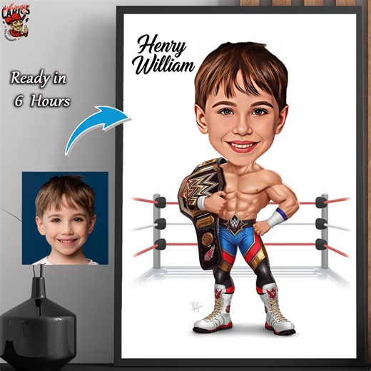 WWE Wrestler Caricature Portrait for Kids– Custom Digital Cartoon Drawing From Photo, Wrestling Boy Gift - Etsy