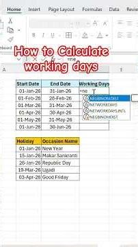 Excel NETWORKDAYS Function 😱 | Calculate Working Days in Seconds#exceltips #exceltricks #excelhindi