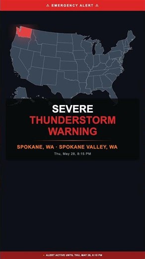 🔴 Severe Thunderstorm Warning — Spokane, WA | Weather Alert