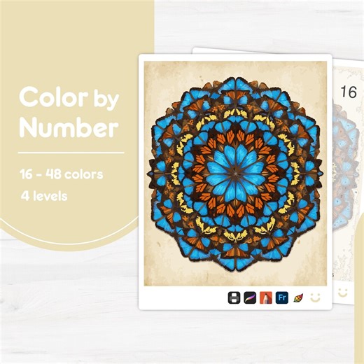 Colorful Butterfly Art - Color by Number - Digital & Printable - 4 Levels - Etsy