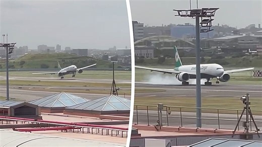 Planes struggle to land battling fierce winds as Typhoon Podul slams Taiwan