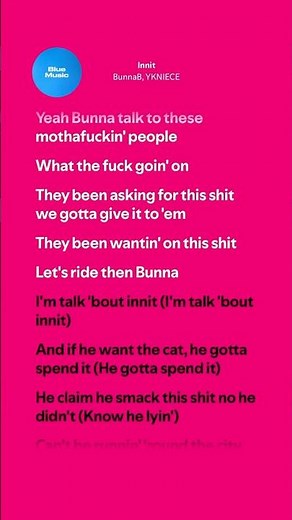 Innit - BunnaB, YKNIECE (Lyrics)