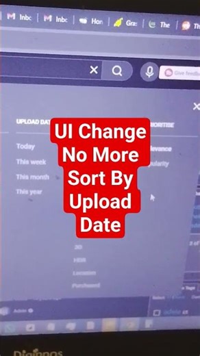 YouTube New UI Change - Search Filter Sort By Changed To Prioritize And No Upload Date Filter