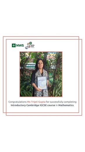 Nehru World School on Instagram: "Congratulating Ms Tripti Gupta on successfully completing the Introductory Cambridge IGCSE Course in Mathematics. The course enhanced her subject understanding, pedagogical approach, and alignment with Cambridge learning expectations for Mathematics at the secondary level. Thank you, Tripti Ma’am, for remaining earnest towards continuous learning and imparting quality education to our students. Extending felicitations! #IGCSEMathematics #Cambridge #NehruWorldSch