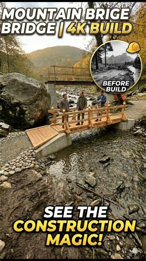 Wooden Bridge Over Stream | Beautiful Forest Build Time-Lapse 🌊🌲