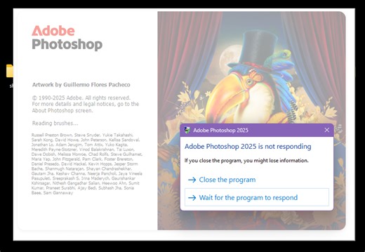 P: Photoshop 26.11 freeze at launch on Reading Brushes & Building Color Conversion Tables