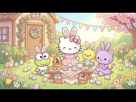 Hello Kitty Cozy Easter Garden 🍓🐰 Chill Lofi Music for Peaceful Moments