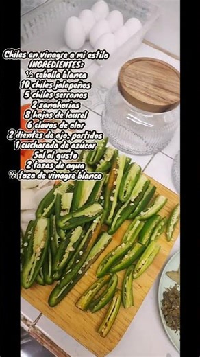 Receta de chile jalapeño y serrano en vinagre 🤩🤤