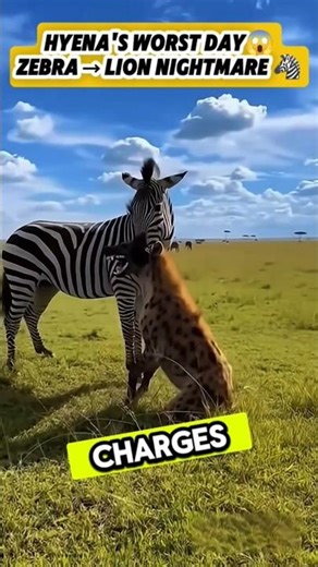 Hyena Escapes a Zebra, But Runs Into a Lion🦓😱🦁 #hyena #zebra #lion #animals
