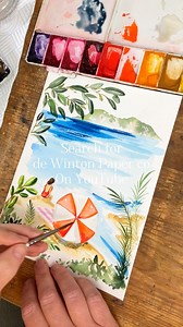 Paint along with this lovely beach watercolour landscape on YouTube now! https://youtu.be/b30bSfCc_Ro | De Winton Paper co