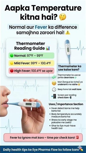“ Thermometer Me Aapka Temperature Kitna Hai? 🤒 | Normal vs Fever Easy Guide” #viral #facts #trend