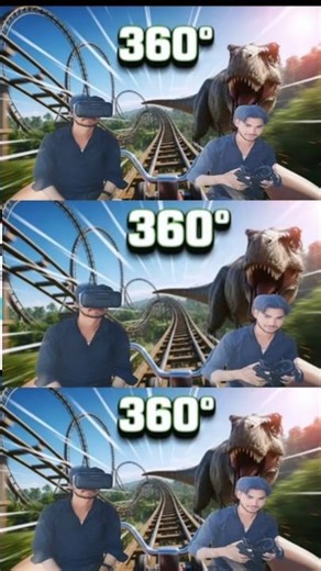 360 / VR Video Dinosaur Roller Coaster Experience - Jurassic World Virtual Ride #360