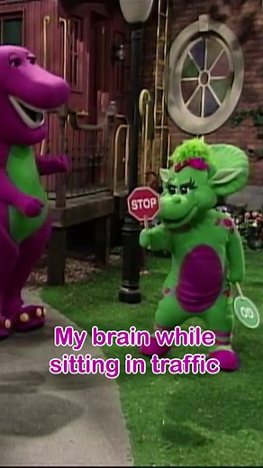 Even traffic can’t stop a super-dee-duper daydream! 💜💭🚗 . . . . BARNEY AND THE BACKYARD GANG and BARNEY & FRIENDS were originally Developed by Sheryl Leach, Kathy Parker and Dennis DeShazer