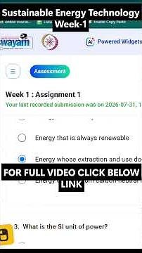 NPTEL Sustainable Energy Technology Week 1 Assignment Answers | noc26-me141 | IIT Hyderabad