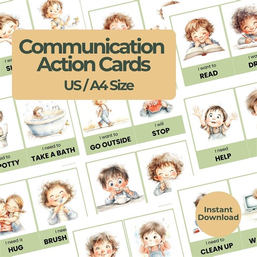 PECS Style Communication Cards for Autism and Nonverbal Kids - Etsy