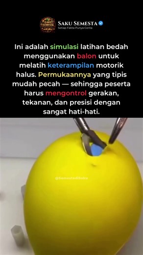 seorang calon ahli bedah berlatih menggunakan balon?