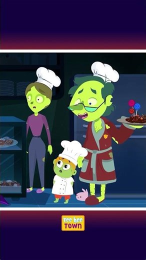 Zombie Family Cooking In A Spooky Restaurant #shorts #halloween #kidssong #teeheetown #hooplakidz