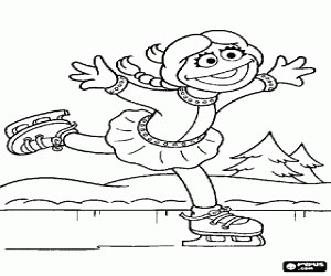 Betty Lou and ice skating coloring page printable game