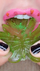 AMSR Satifying Eating Green Plant Sweets 🌿🪴🌵 #asmr #asmrfood #satisfyinglips | Satisfying Lips