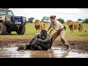 Woman Risks Life to Save Gorilla from Python — Then the Lion Pride Did Something Shocking!