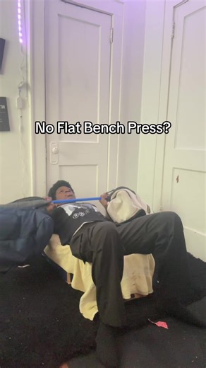No Flat Bench Press? No problem. 3 easy ways to Train Flat Bench Press At Home Save this and start today #homeworkout # #nogym #workout #benchpress