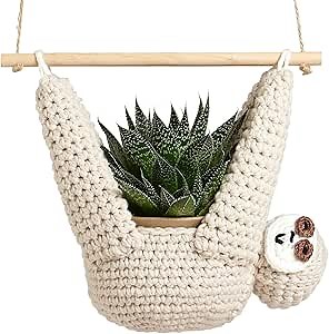Sloth Gifts Sloth Plant Hanger for Succulent Pot Hanging Planter for Plant Lovers Home Decor Planter Macrame Plant Hanger | 5 Inch Plant Holder