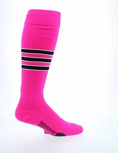 Watch MadSportsStuff Dugout 3 Stripe Baseball Socks Pattern B ﹙Neon Pink/Black﹚ on Amazon Live