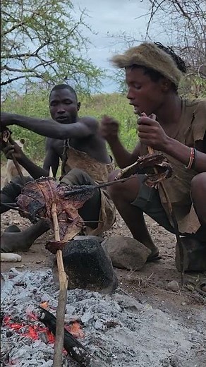 Ancient Hadzabe Hunting Tradition | Roasted Meat in the African Forest