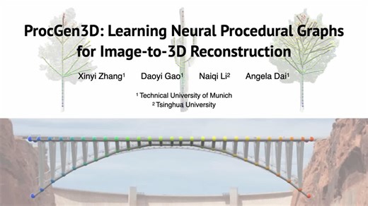 📢ProcGen3D: Learning Neural Procedural Graphs for Image-to-3D Reconstruction📢Xinyi Zhang learns neural procedural graphs to generate high-fidelity 3D - MCTS-guided sampling maintains consistency… | Angela Dai